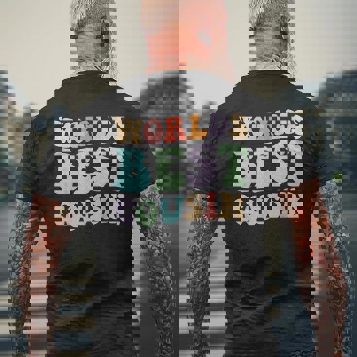 世界最高のいとこレトログラフィック – 楽しくカラフルないとこ メンズTシャツ バックプリント 高齢者への贈り物