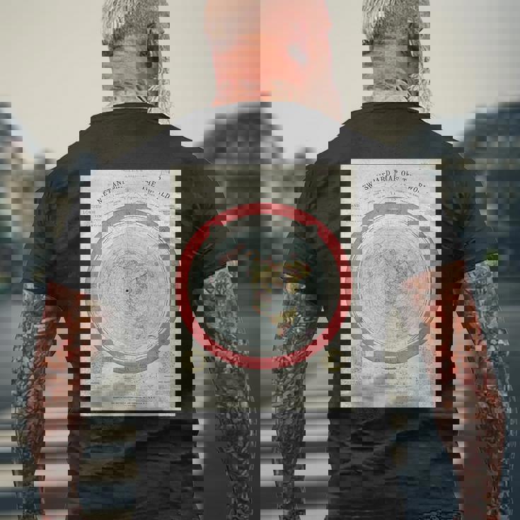 世界標準地図 フラットアースオリジナル メンズTシャツ バックプリント 高齢者への贈り物