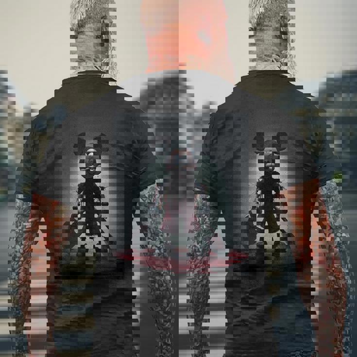 中世の武器 ミッキー怖いホラー メンズTシャツ バックプリント 高齢者への贈り物