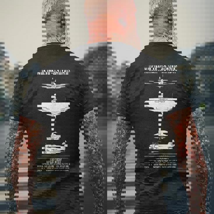 中島 Ki-43 隼 第二次世界大戦の日本の戦闘機 メンズTシャツ バックプリント 高齢者への贈り物