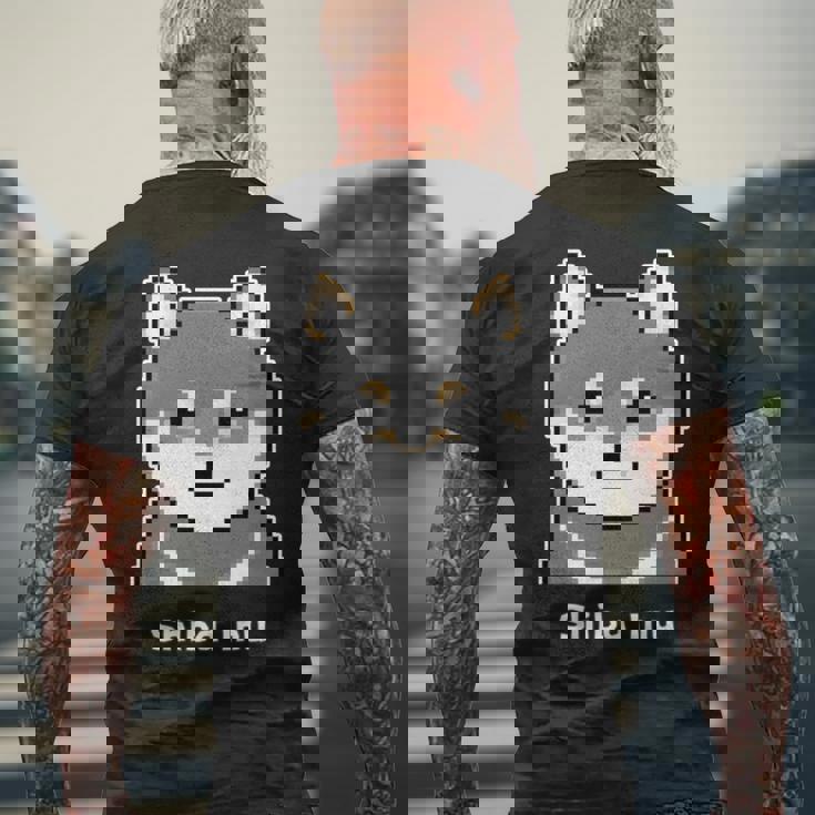 丸顔の黒柴さんのドット絵 長袖tシャツ メンズTシャツ バックプリント 高齢者への贈り物