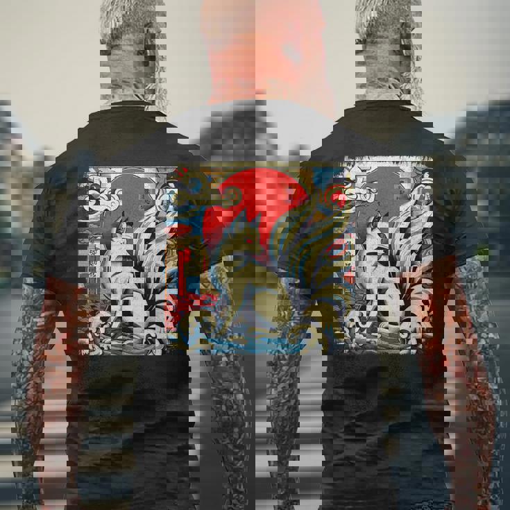 九尾狐 きつね メンズTシャツ バックプリント 高齢者への贈り物