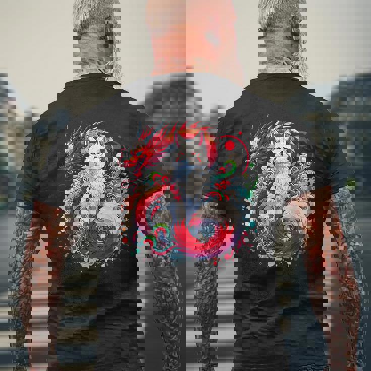 九尾狐 きつね竜 メンズTシャツ バックプリント 高齢者への贈り物