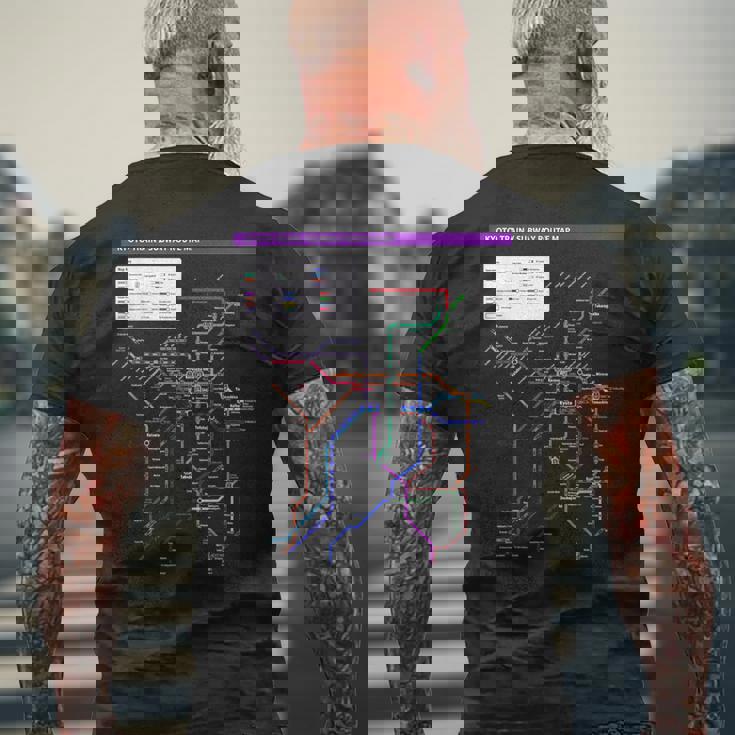 京都日本地下鉄鉄道おみやげ路線図 メンズTシャツ バックプリント 高齢者への贈り物