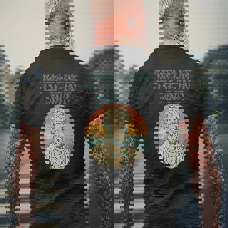 人生にはお金以上のものがあります 哲学者古代 メンズTシャツ バックプリント 高齢者への贈り物