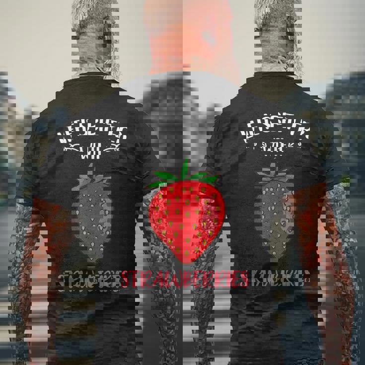 人生はイチゴとベターです メンズTシャツ バックプリント 高齢者への贈り物