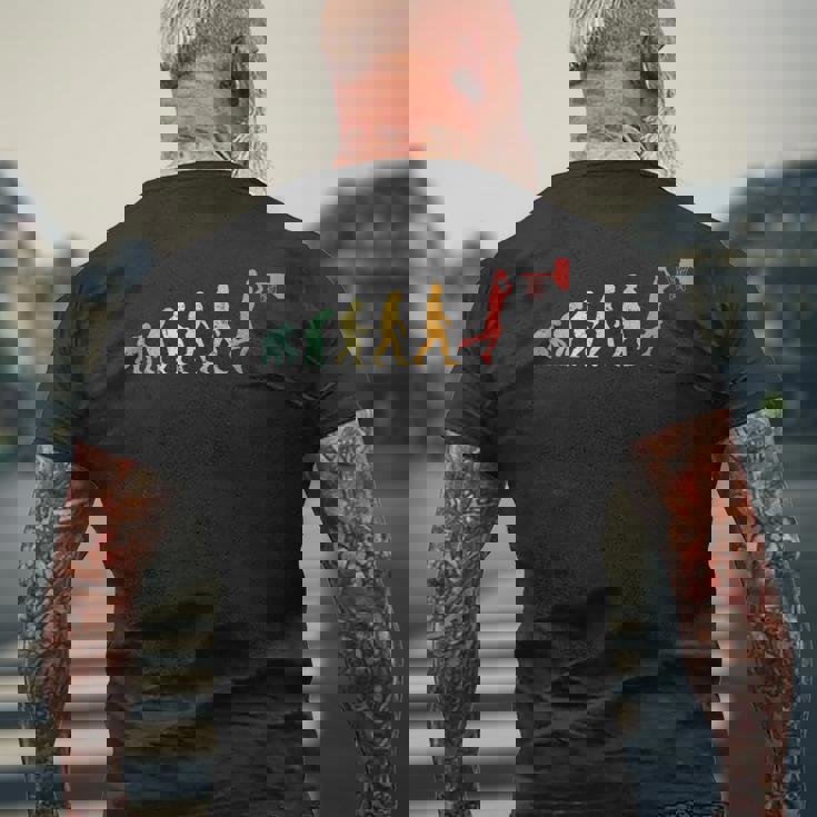 人類の進化 ネタ バスケ バスケットボール バスケ好き バスケファン バスケットマン おもしろ バスケ部 メンズTシャツ バックプリント 高齢者への贈り物