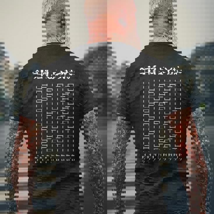 今日何しようかなー あみだくじの面白ネタ 釣り あみだくじ ギャグ ジョーク 釣り好き 海釣り おもしろ メンズTシャツ バックプリント 高齢者への贈り物