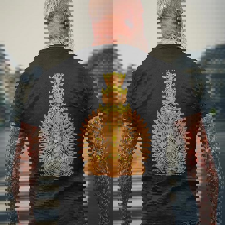 仏教 観音菩薩 メンズTシャツ バックプリント 高齢者への贈り物