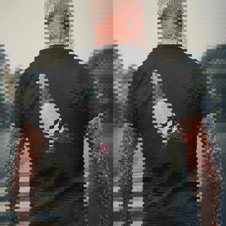 伝書鳩 鳥 動物 図 バードウォッチング 贈り物 鳥類学者 メンズTシャツ バックプリント 高齢者への贈り物