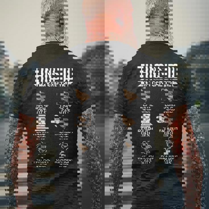 余暇にやること ウズラの鳥狩り ウズラ メンズTシャツ バックプリント 高齢者への贈り物