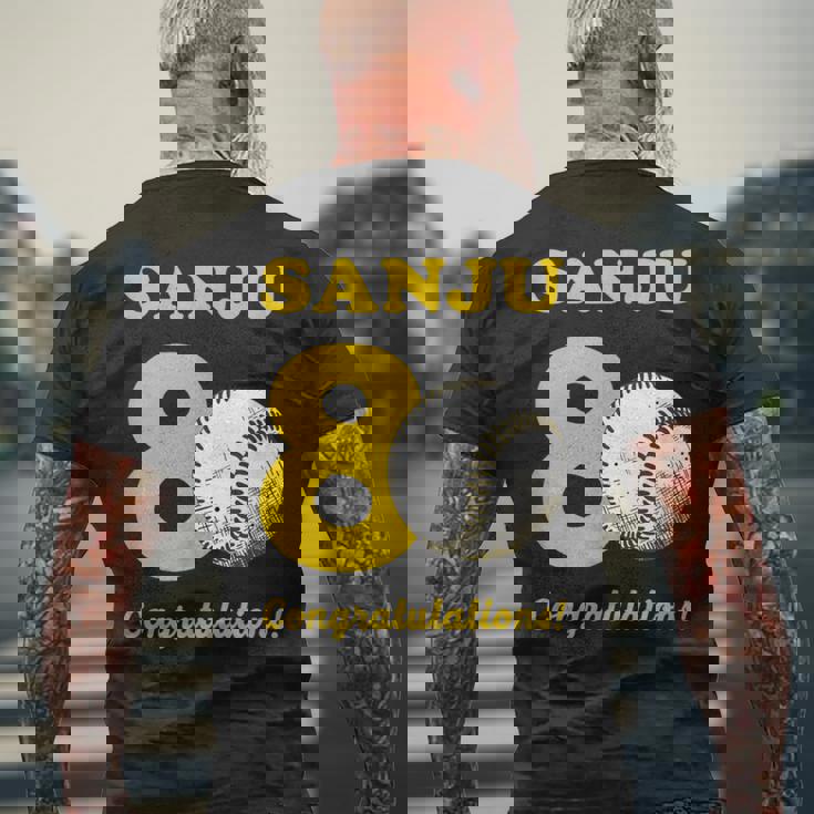 傘寿祝い 野球好き 父 男性 父の日 おしゃれ 野球 80歳 誕生日 メンズTシャツ バックプリント 高齢者への贈り物