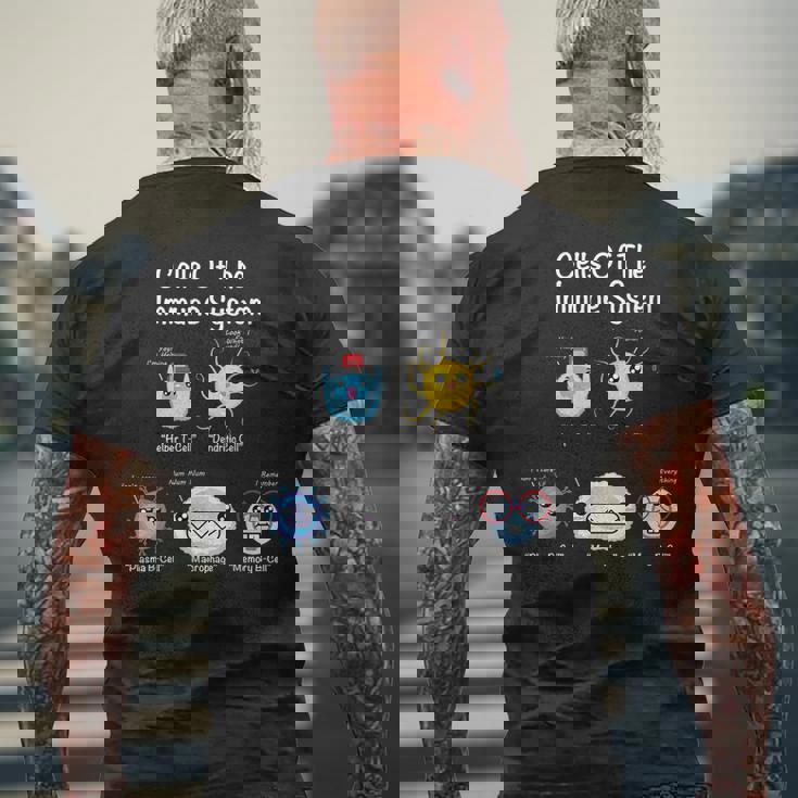 免疫系細胞生物学細胞科学ユーモア免疫学者 メンズTシャツ バックプリント 高齢者への贈り物