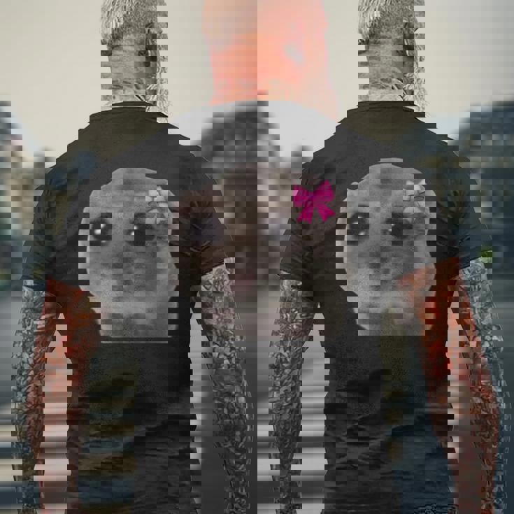 公式悲しいハムスターミーム メンズTシャツ バックプリント 高齢者への贈り物