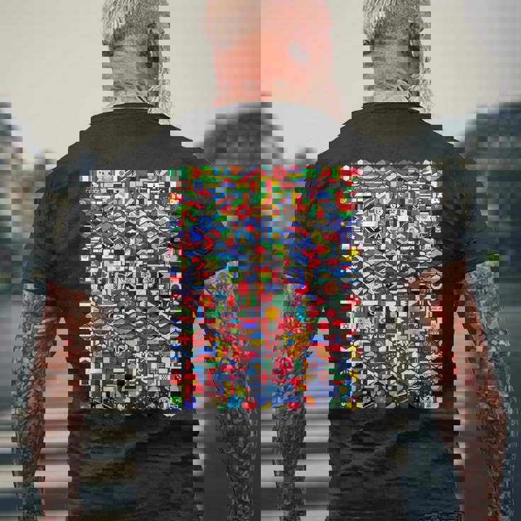 六角形の世界旗、国旗tシャツ メンズTシャツ バックプリント 高齢者への贈り物