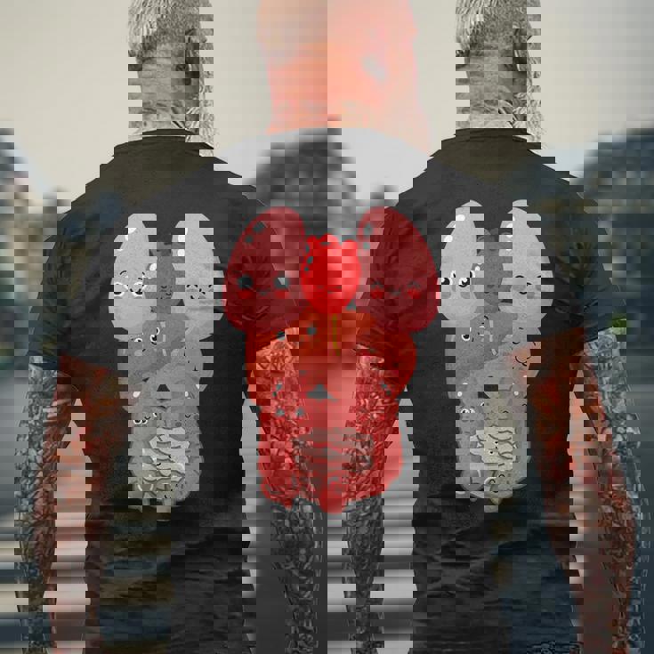 内臓 面白い 人体 解剖学 微笑 メンズTシャツ バックプリント 高齢者への贈り物