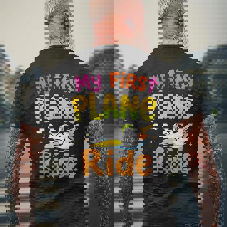 初めてのフライトmy First Plane Ride メンズTシャツ バックプリント 高齢者への贈り物