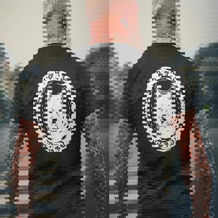 北海道犬のポートレート メンズTシャツ バックプリント 高齢者への贈り物