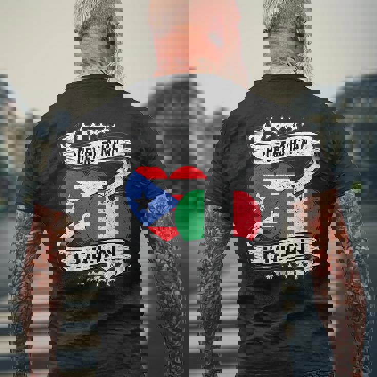 半分イタリア半分プエルトリコの国旗 ハート イタリア プエルトリコ メンズTシャツ バックプリント 高齢者への贈り物