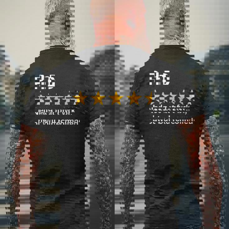 博士号、多くの努力が必要ですが、推奨される、面白い博士号。 メンズTシャツ バックプリント 高齢者への贈り物