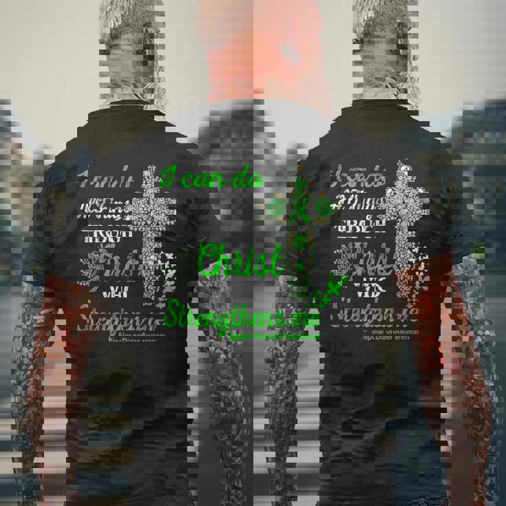 双極性障害啓発 双極性障害 戦士 キリスト メンズTシャツ バックプリント 高齢者への贈り物