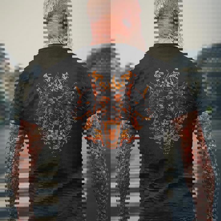 古代ギリシャ神話 ケルベロス 三頭犬 ケルベロス メンズTシャツ バックプリント 高齢者への贈り物