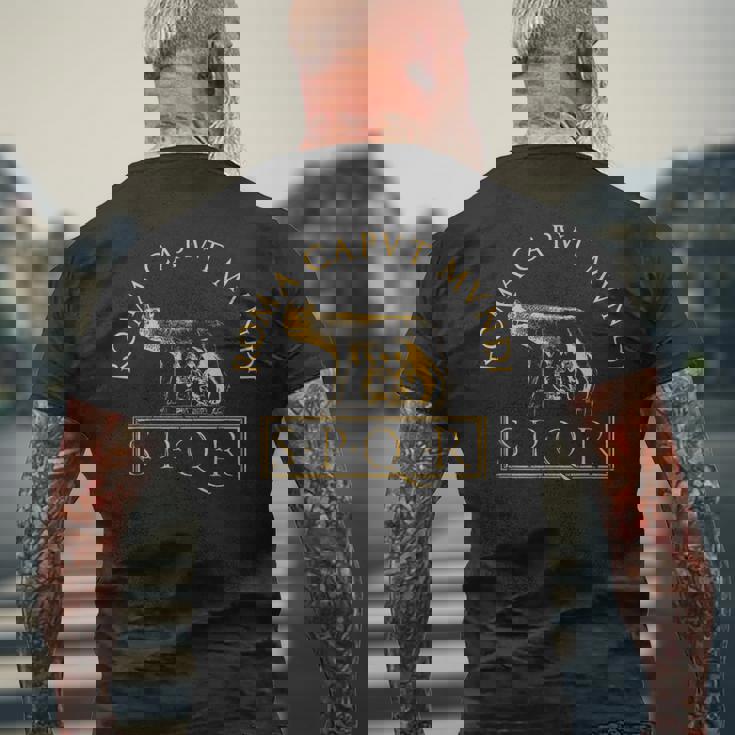古代ローマ共和政ローマspqr メンズTシャツ バックプリント 高齢者への贈り物