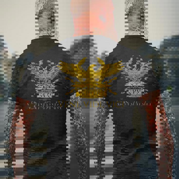古代ローマ軍団 イーグル ジュリアス・シーザー ヴェニ・ヴィディ・ヴィチ メンズTシャツ バックプリント 高齢者への贈り物