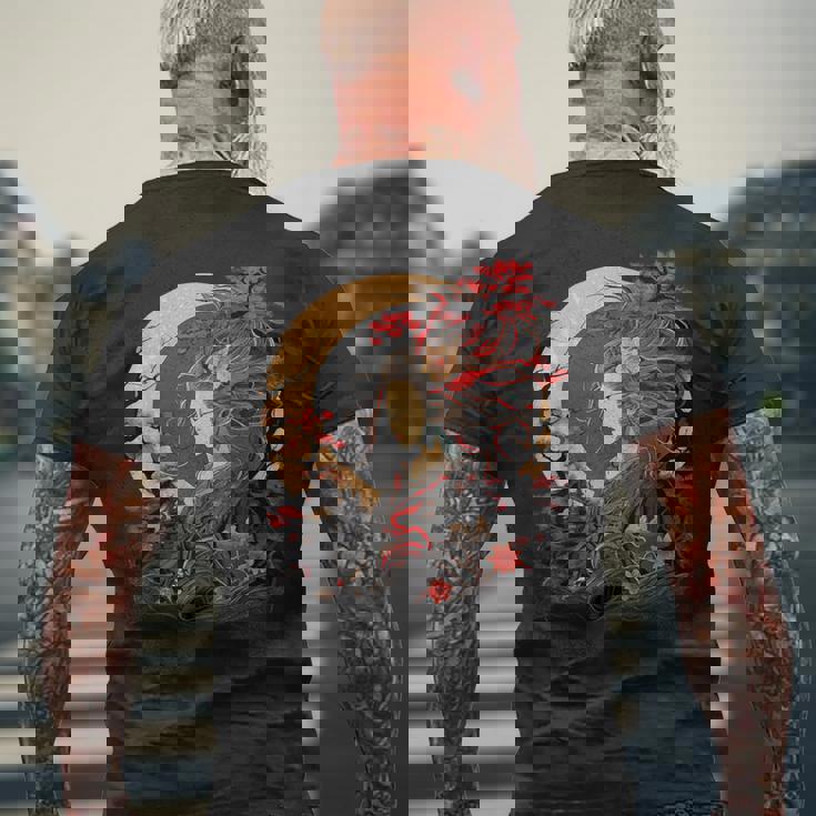 古代日本神 天てらす 神道 太陽 女神 メンズTシャツ バックプリント 高齢者への贈り物