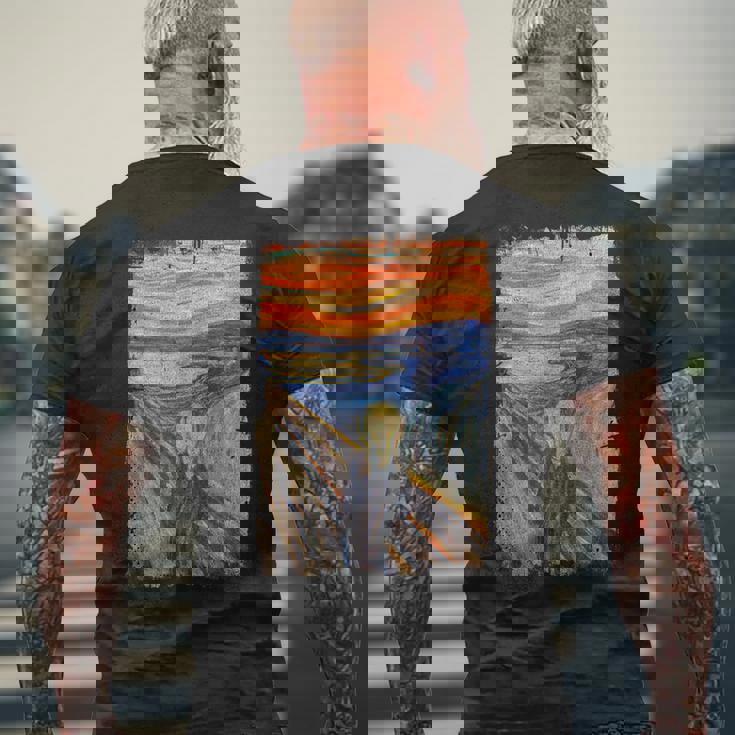 叫びの画家 ムンクの名画 メンズTシャツ バックプリント 高齢者への贈り物