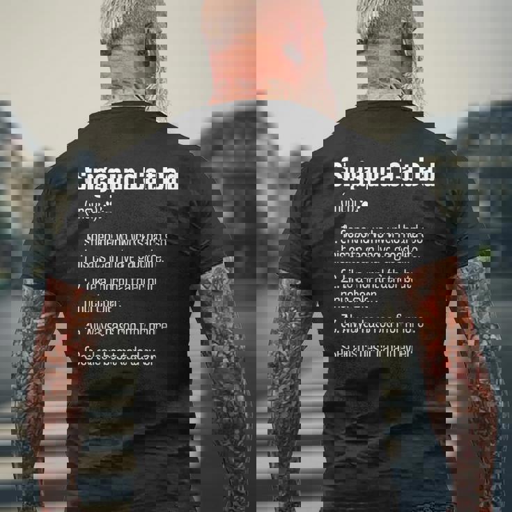 史上最高のシンガプーラ猫お父さん定義面白い猫好き メンズTシャツ バックプリント 高齢者への贈り物