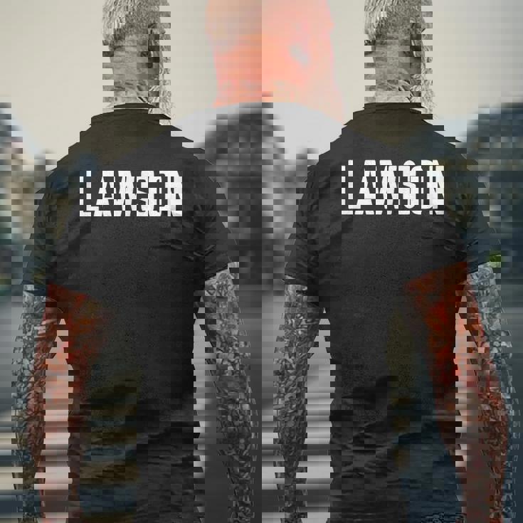 名 ローソン テキスト アパレル クラウン ホワイト テキスト メンズTシャツ バックプリント 高齢者への贈り物