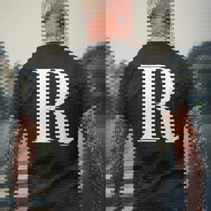 名前入り アルファベット イニシャル文字 R ギフト メンズTシャツ バックプリント 高齢者への贈り物