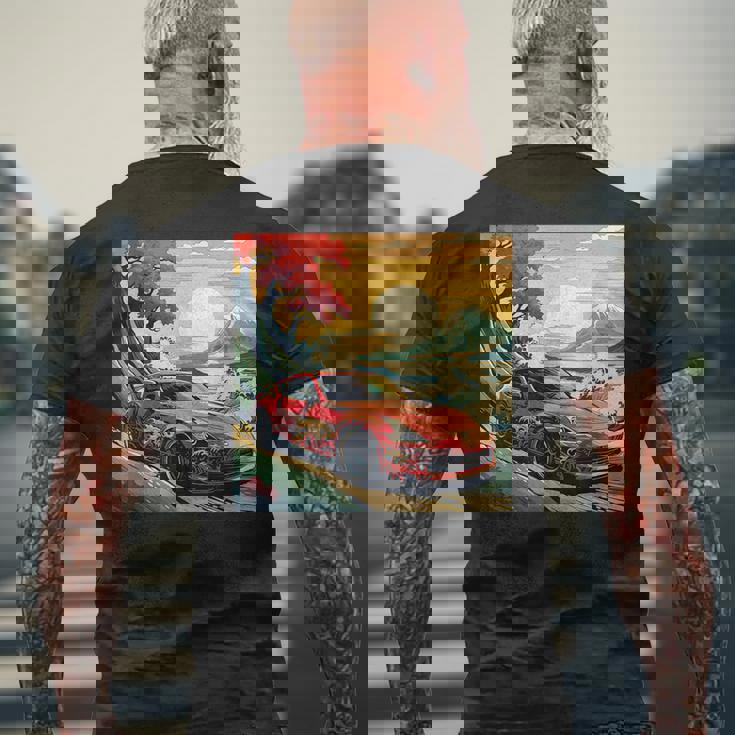 和風370z車 メンズTシャツ バックプリント 高齢者への贈り物