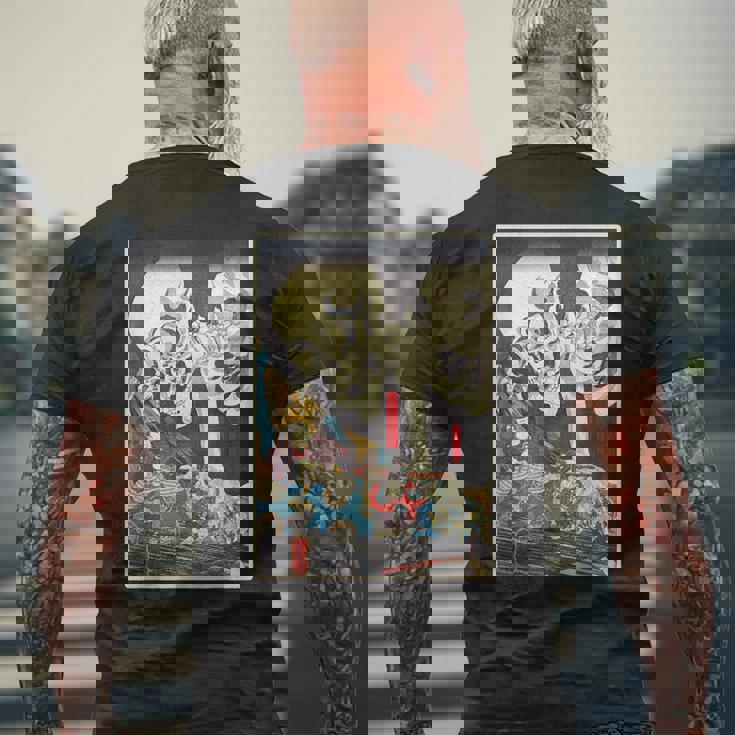 善知鳥安方忠義伝 歌川国芳 国芳スケルトンスペクター日本の浮世絵アートプリント メンズTシャツ バックプリント 高齢者への贈り物