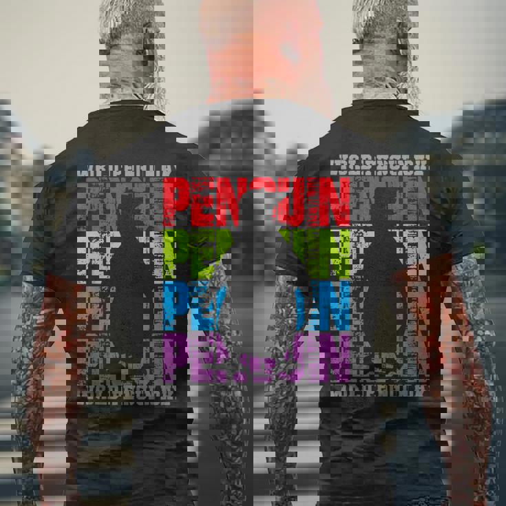 国際世界ペンギンデー メンズTシャツ バックプリント 高齢者への贈り物