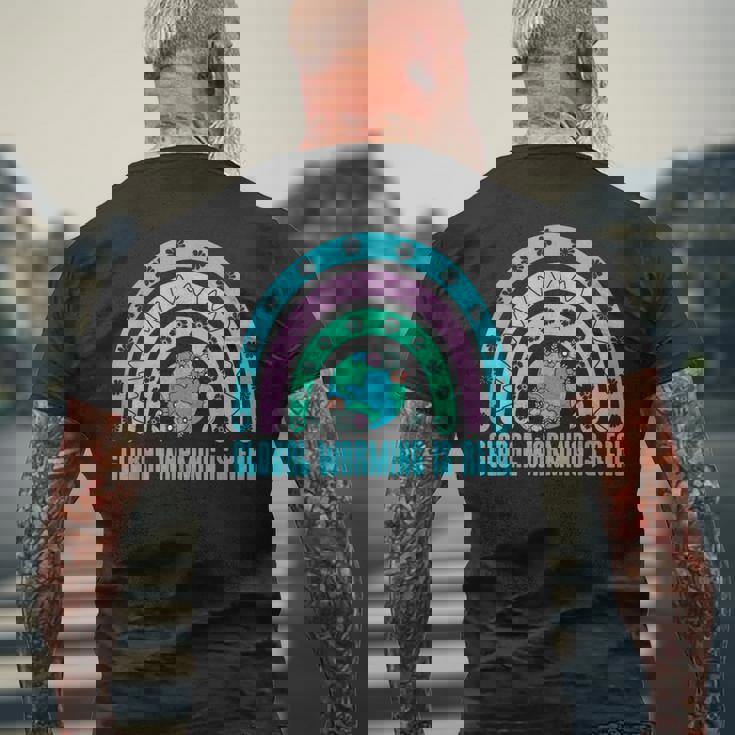 地球温暖化は本当の木の生態系と森の生態系 メンズTシャツ バックプリント 高齢者への贈り物