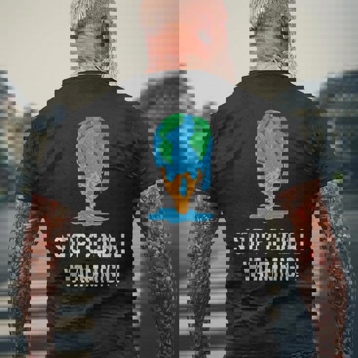 地球温暖化を止める アースデイ 地球 気候保護 地球温暖化 メンズTシャツ バックプリント 高齢者への贈り物