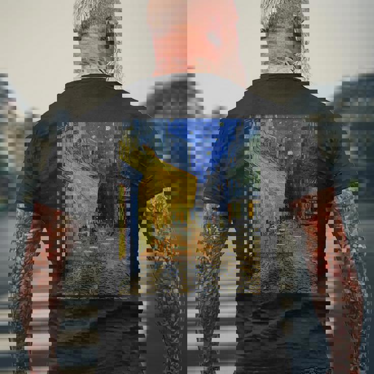 夜のカフェテラス ゴッホ 名画 レトロ メンズTシャツ バックプリント 高齢者への贈り物