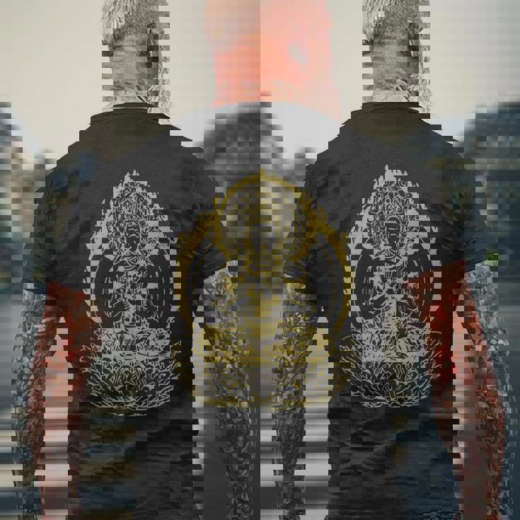 大日如来 マハヴァイローチャナ 仏陀 真言天台 メンズTシャツ バックプリント 高齢者への贈り物