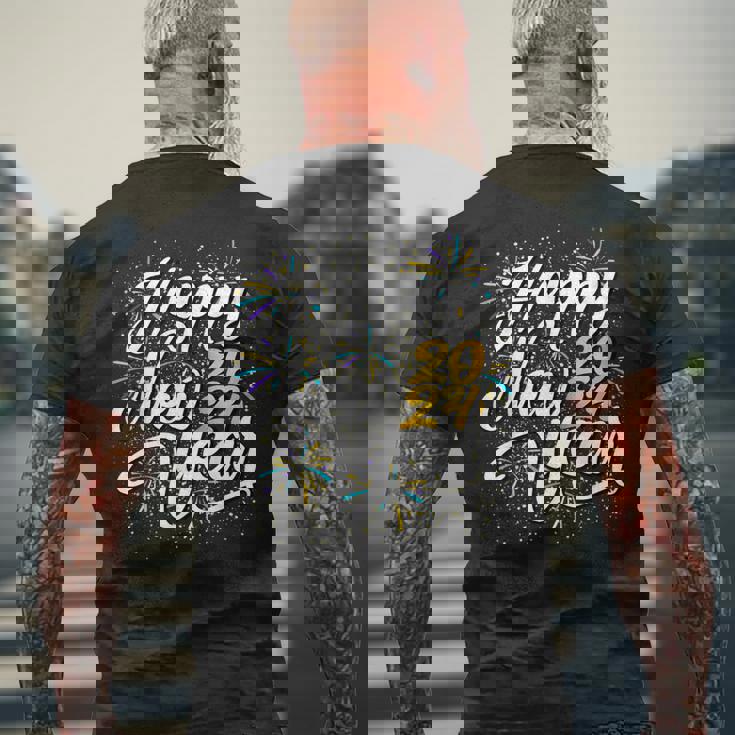 大晦日パーティー用品 2024 ハッピーニューイヤー花火 メンズTシャツ バックプリント 高齢者への贈り物