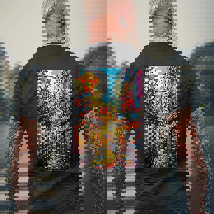 大阪シティポップ ステンドグラス 和美 メンズTシャツ バックプリント 高齢者への贈り物