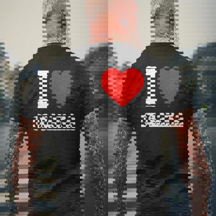 大阪大好き I Love Osaka メンズTシャツ バックプリント 高齢者への贈り物