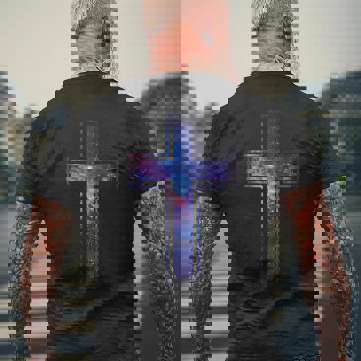 天空のシルエット信仰星銀河クリスチャンクロス メンズTシャツ バックプリント 高齢者への贈り物