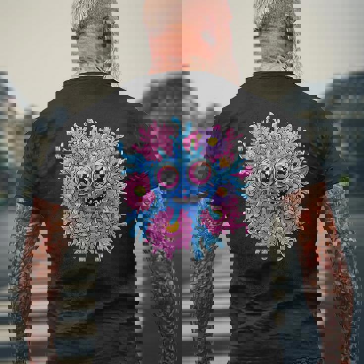 奇抜なハッピーモンスター 大きな瞳 メンズTシャツ バックプリント 高齢者への贈り物