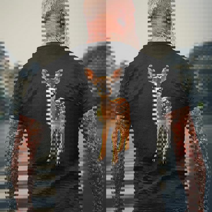 子鹿愛好家のためのロー鹿 ローバック鹿 子鹿 スイート鹿 メンズTシャツ バックプリント 高齢者への贈り物