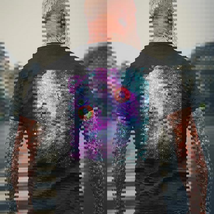 宇宙のかわいいアストロ宇宙猫 メンズTシャツ バックプリント 高齢者への贈り物