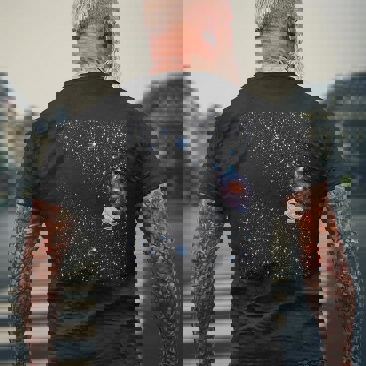 宇宙の星 面白いドレス ロボット掃除機 天の川 メンズTシャツ バックプリント 高齢者への贈り物