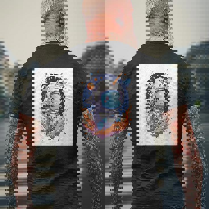 宇宙ユニコーン メンズTシャツ バックプリント 高齢者への贈り物