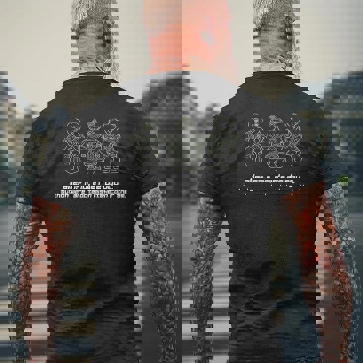 宇宙人 いいえ土偶です。よく間違えられますが。土偶 はにわ 遮光器土偶 ハート形土偶 仮面の女神 宇宙人 シュール メンズTシャツ バックプリント 高齢者への贈り物